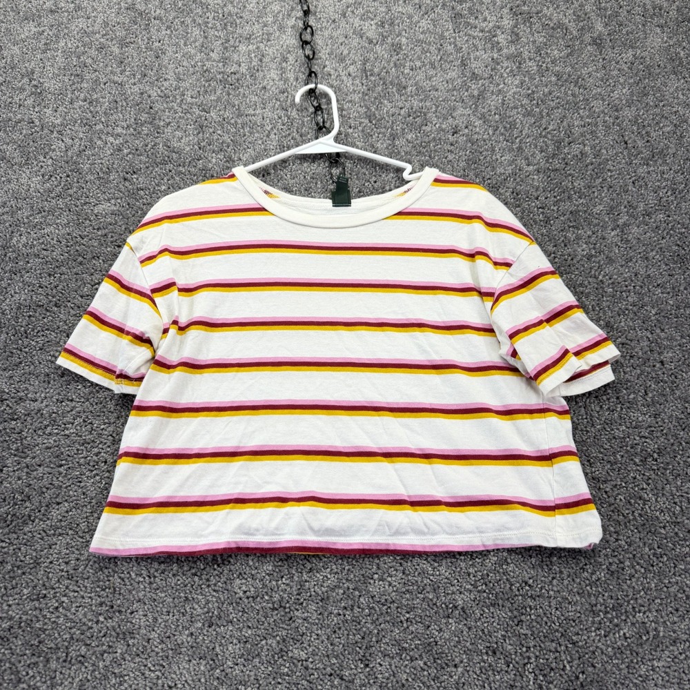 Wild Fable T Shirt Womens Medium Multicolor Striped Short Sleeve Crew Neck